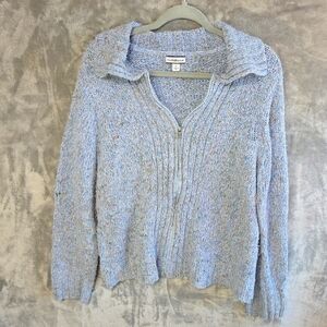 Lands' End Women's Light Blue Cowl Neck Sweater